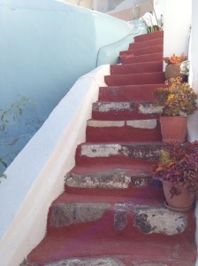 ...down the steps...